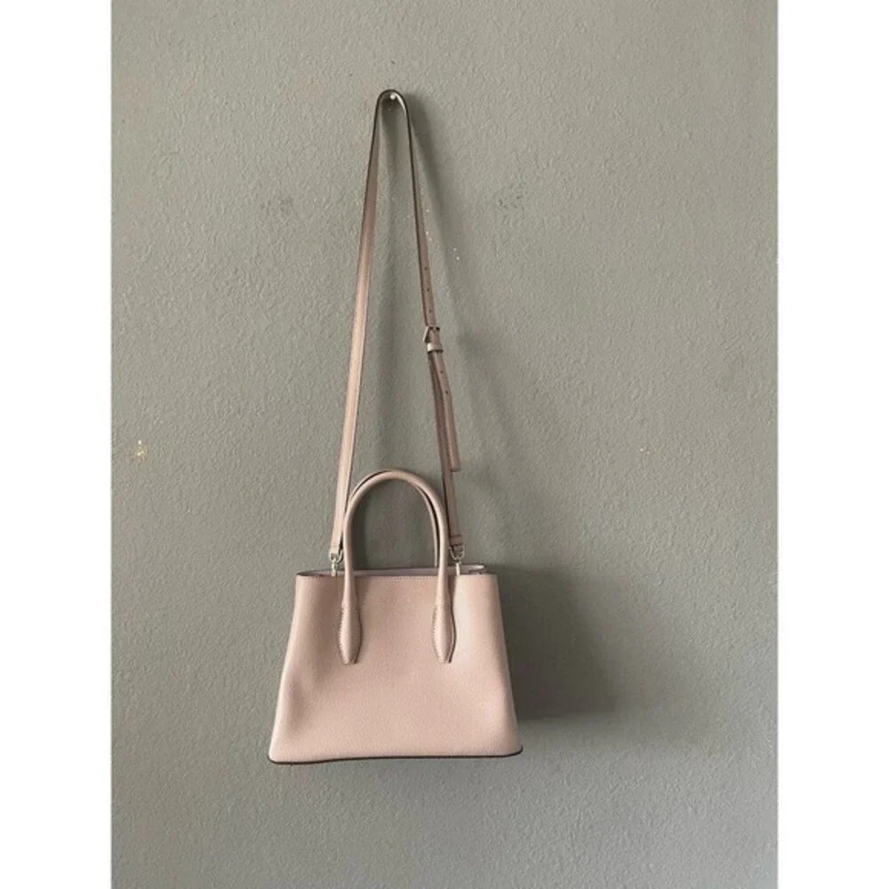 Kate Spade Eva Small Leather Satchel Crossbody Bag Purse Warm Beige/Blush